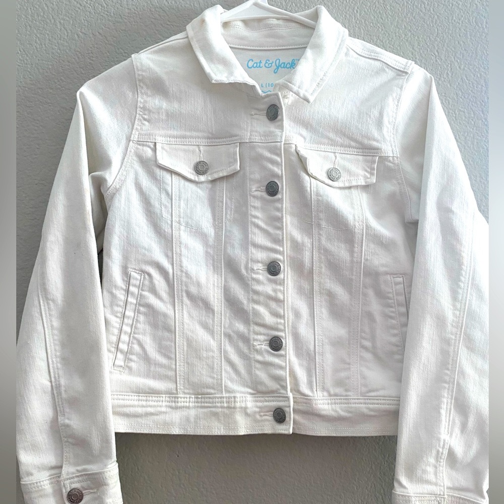 Cat & Jack White Jean Jacket Girls Size 14/16 Used Once’s